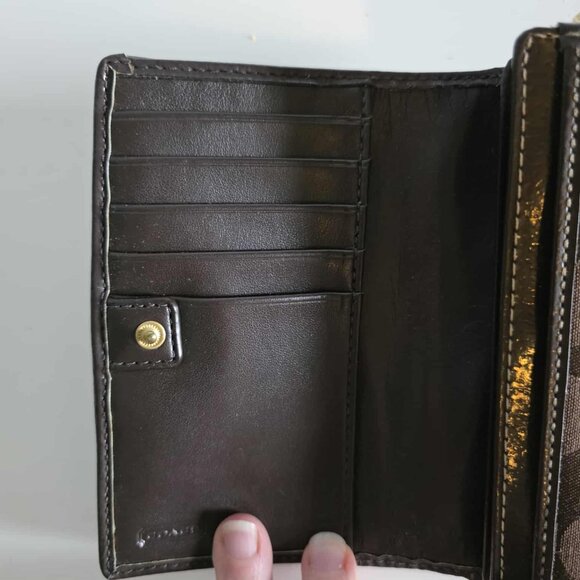 EUC Coach Signature Sateen Striped Leather Wallet - Picture 2 of 8